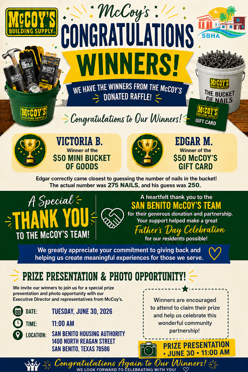 McCoys Winner Celebration